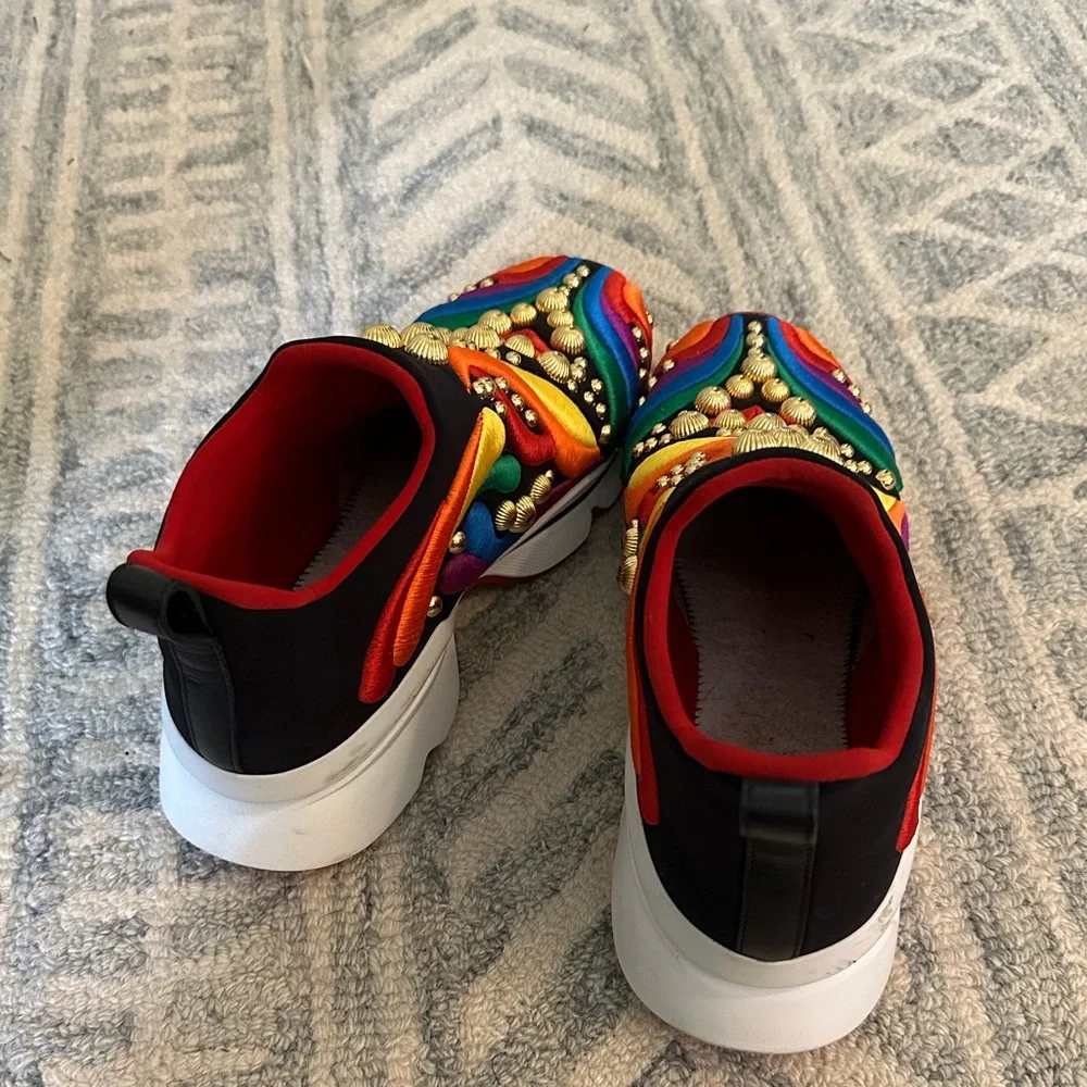 Christian Louboutin rainbow/gold slide on sneakers